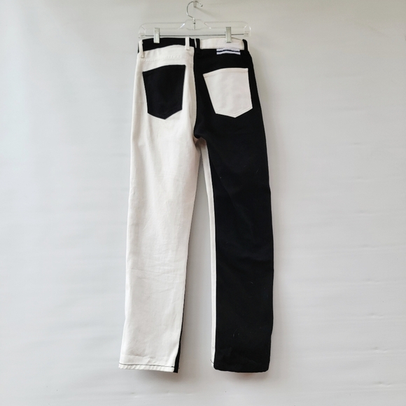 Revice Black White Two Color Jeans Size 27 Straight Leg Zip Fly Neutral Boho - Picture 8 of 14